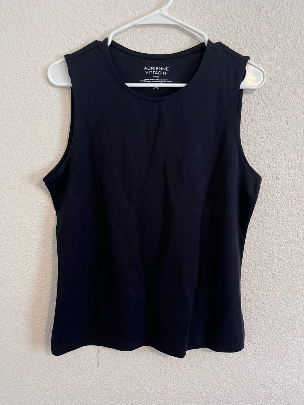 Adrienne Vittadini Ponte Black Sleeveless Tank Top Womens Size Large